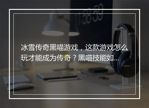 冰雪传奇黑喵游戏，这款游戏怎么玩才能成为传奇？黑喵技能如何搭配？