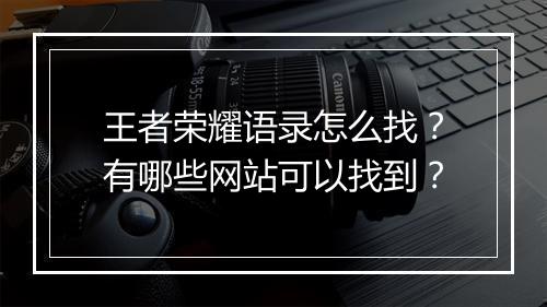 王者荣耀语录怎么找？有哪些网站可以找到？