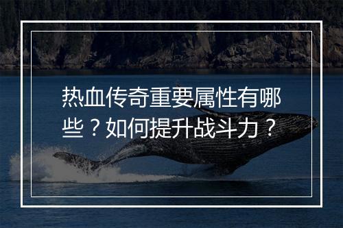 热血传奇重要属性有哪些？如何提升战斗力？