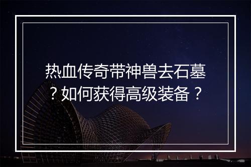 热血传奇带神兽去石墓？如何获得高级装备？