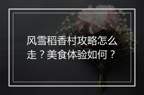 风雪稻香村攻略怎么走？美食体验如何？