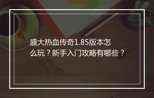 盛大热血传奇1.85版本怎么玩？新手入门攻略有哪些？