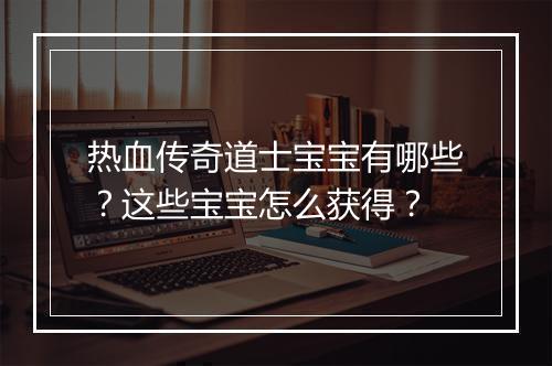 热血传奇道士宝宝有哪些？这些宝宝怎么获得？