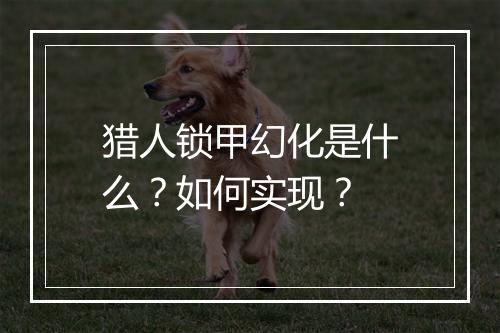 猎人锁甲幻化是什么？如何实现？