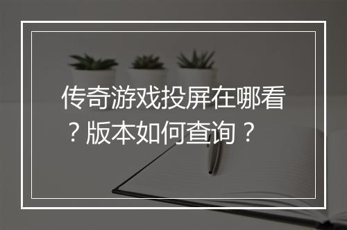 传奇游戏投屏在哪看？版本如何查询？