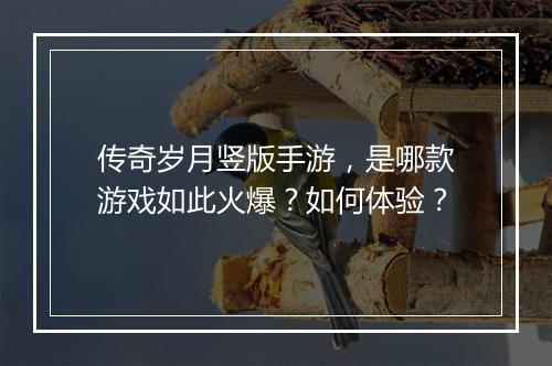 传奇岁月竖版手游，是哪款游戏如此火爆？如何体验？