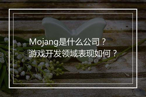 Mojang是什么公司？游戏开发领域表现如何？