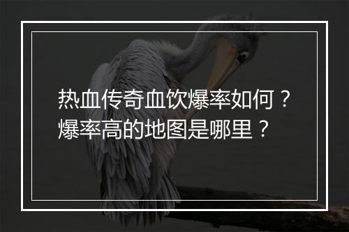 热血传奇血饮爆率如何？爆率高的地图是哪里？