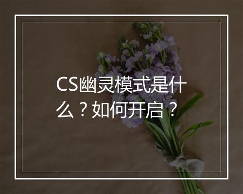 CS幽灵模式是什么？如何开启？