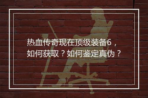 热血传奇现在顶级装备6，如何获取？如何鉴定真伪？