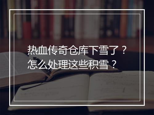 热血传奇仓库下雪了？怎么处理这些积雪？