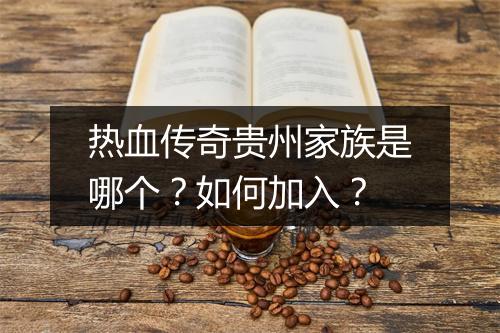 热血传奇贵州家族是哪个？如何加入？