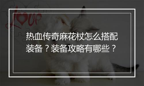 热血传奇麻花杖怎么搭配装备？装备攻略有哪些？