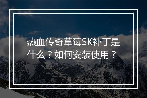 热血传奇草莓SK补丁是什么？如何安装使用？