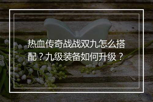 热血传奇战战双九怎么搭配？九级装备如何升级？