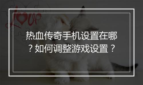 热血传奇手机设置在哪？如何调整游戏设置？
