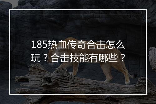 185热血传奇合击怎么玩？合击技能有哪些？