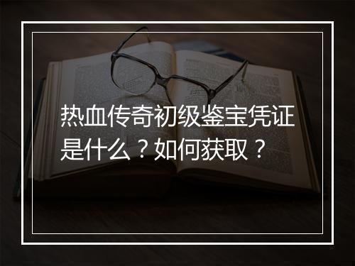 热血传奇初级鉴宝凭证是什么？如何获取？