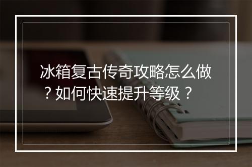 冰箱复古传奇攻略怎么做？如何快速提升等级？