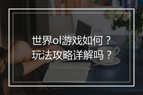 世界ol游戏如何？玩法攻略详解吗？