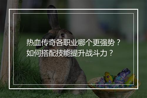 热血传奇各职业哪个更强势？如何搭配技能提升战斗力？