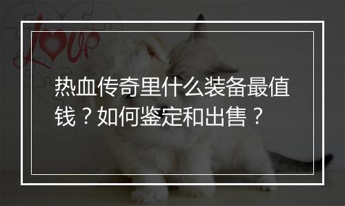热血传奇里什么装备最值钱？如何鉴定和出售？