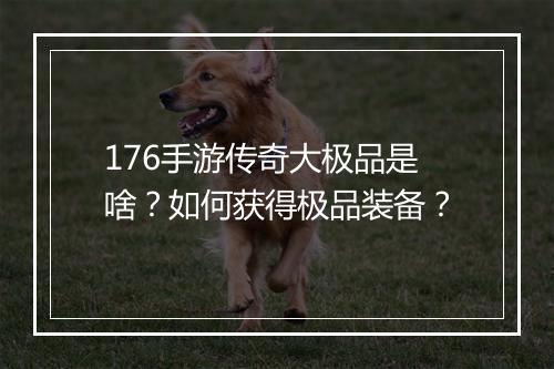 176手游传奇大极品是啥？如何获得极品装备？