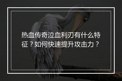 热血传奇泣血利刃有什么特征？如何快速提升攻击力？