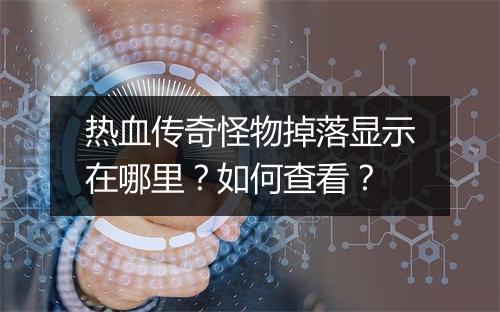 热血传奇怪物掉落显示在哪里？如何查看？