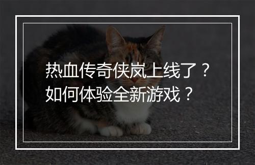 热血传奇侠岚上线了？如何体验全新游戏？