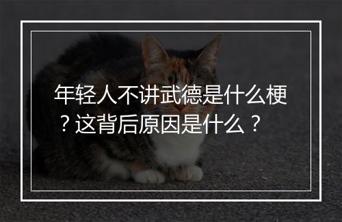 年轻人不讲武德是什么梗？这背后原因是什么？