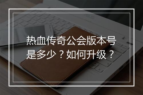 热血传奇公会版本号是多少？如何升级？