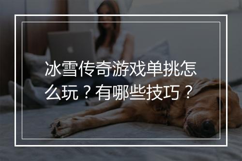 冰雪传奇游戏单挑怎么玩？有哪些技巧？