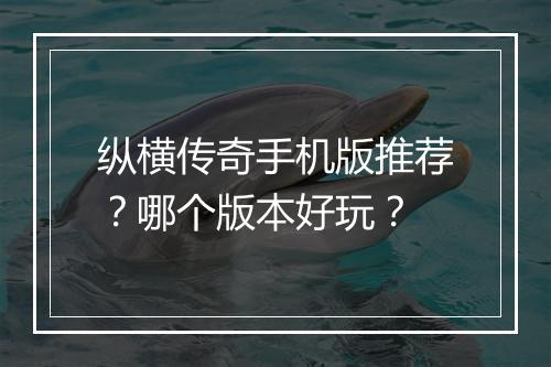 纵横传奇手机版推荐？哪个版本好玩？