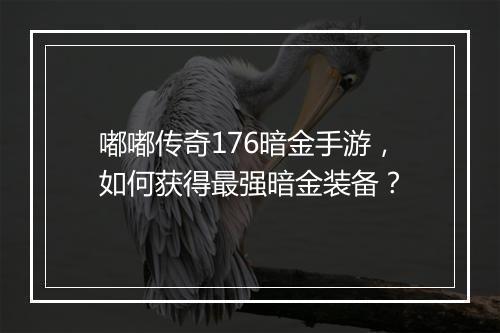 嘟嘟传奇176暗金手游，如何获得最强暗金装备？