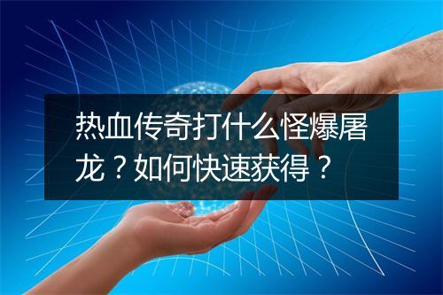 热血传奇打什么怪爆屠龙？如何快速获得？