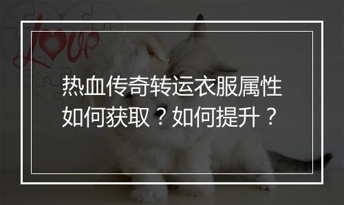 热血传奇转运衣服属性如何获取？如何提升？