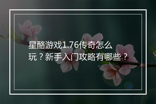 星酪游戏1.76传奇怎么玩？新手入门攻略有哪些？