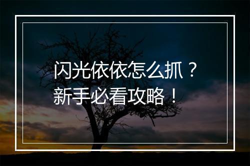 闪光依依怎么抓？新手必看攻略！