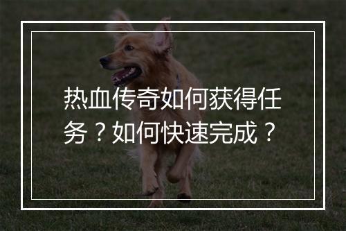 热血传奇如何获得任务？如何快速完成？