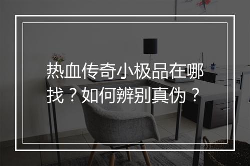 热血传奇小极品在哪找？如何辨别真伪？