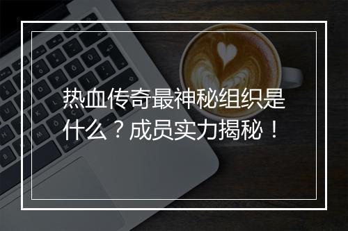 热血传奇最神秘组织是什么？成员实力揭秘！