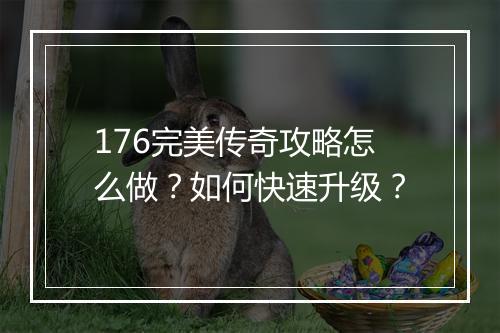 176完美传奇攻略怎么做？如何快速升级？