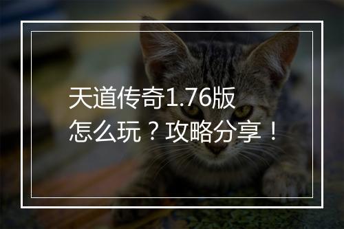 天道传奇1.76版怎么玩？攻略分享！