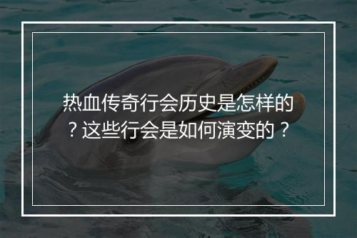 热血传奇行会历史是怎样的？这些行会是如何演变的？