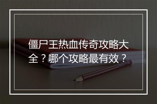 僵尸王热血传奇攻略大全？哪个攻略最有效？