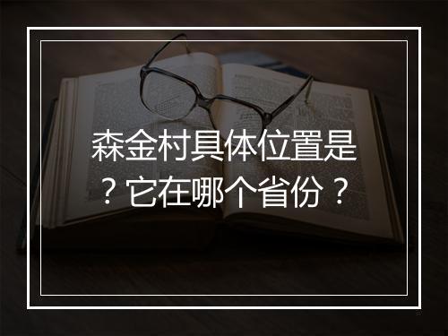 森金村具体位置是？它在哪个省份？