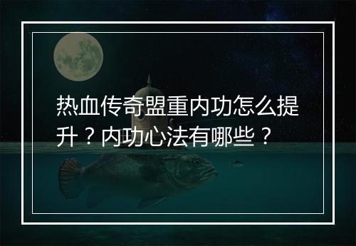热血传奇盟重内功怎么提升？内功心法有哪些？