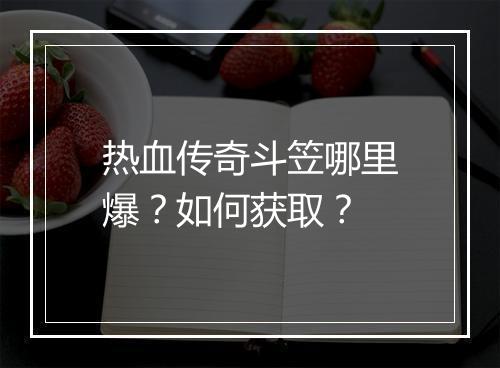 热血传奇斗笠哪里爆？如何获取？