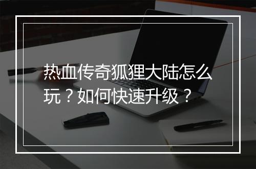 热血传奇狐狸大陆怎么玩？如何快速升级？